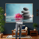 Zen Canvas Wall Art Lotus Flower Stacked Stones Teal Spa by MyGreatCanvas | Canvas Wall Art Prints | Photo Prints & Wall Decor