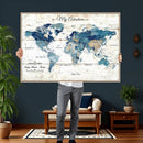 Watercolor World Map Canvas Wall Art Print – Abstract