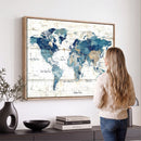 Watercolor World Map Canvas Wall Art Print – Abstract