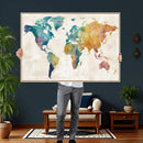 Watercolor World Map Canvas Wall Art Print – Abstract by MyGreatCanvas | Canvas Wall Art Prints | Photo Prints & Wall Decor