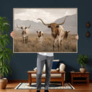 Rustic Texas Longhorn Cow Canvas Wall Art Print, Rustic Farm Animal Photography Print, Farmhouse Country Decor, Western Ranch Art by MyGreatCanvas | Canvas Wall Art Prints | Photo Prints & Wall Decor