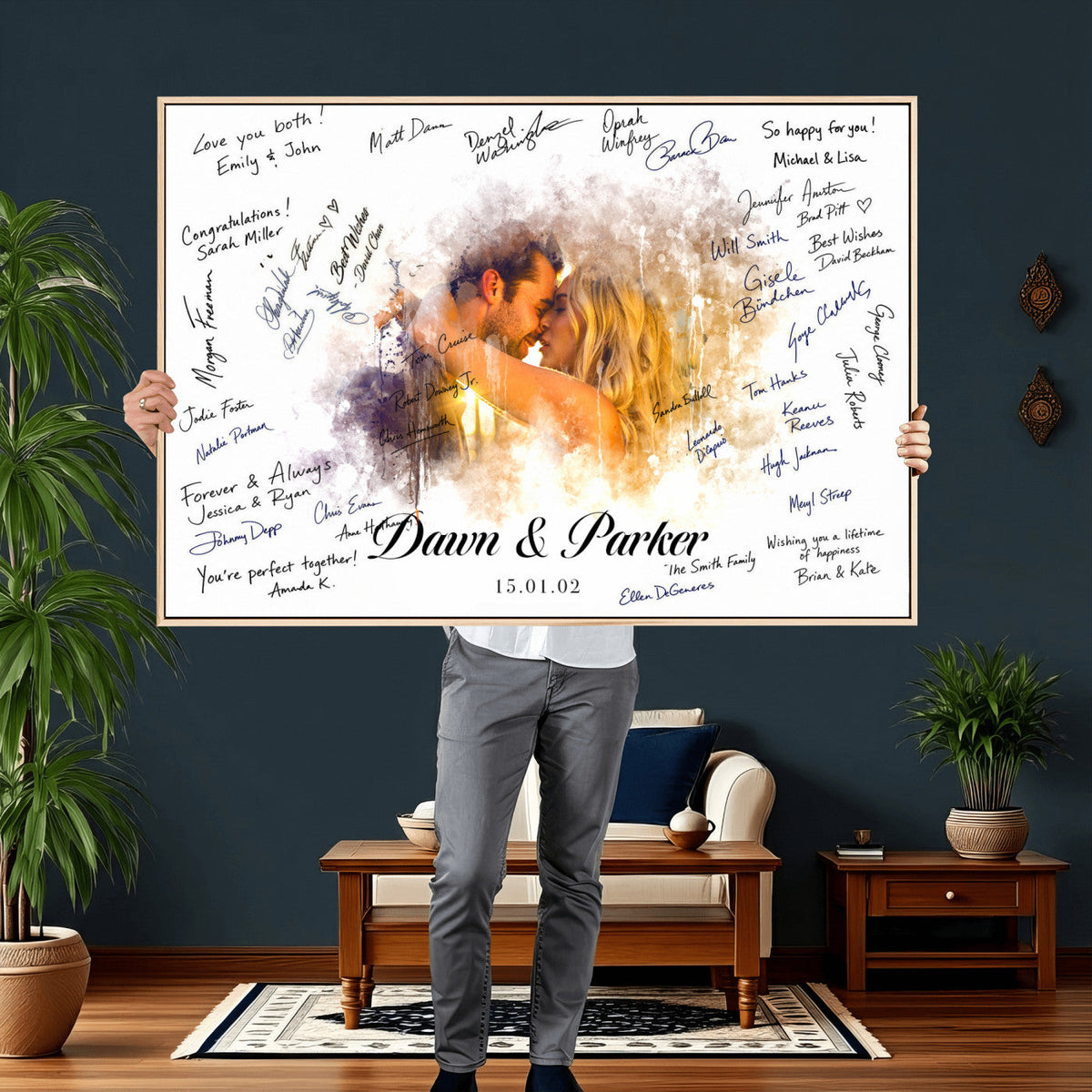 Wedding Guest Book Alternative Wall Art Canvas Print, Personalized, photo 7 of 27