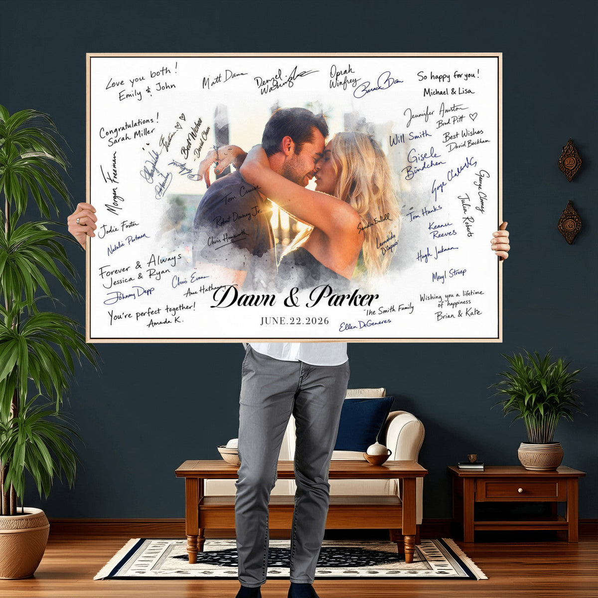 Wedding Guest Book Alternative Wall Art Canvas Print, Personalized, photo 4 of 25