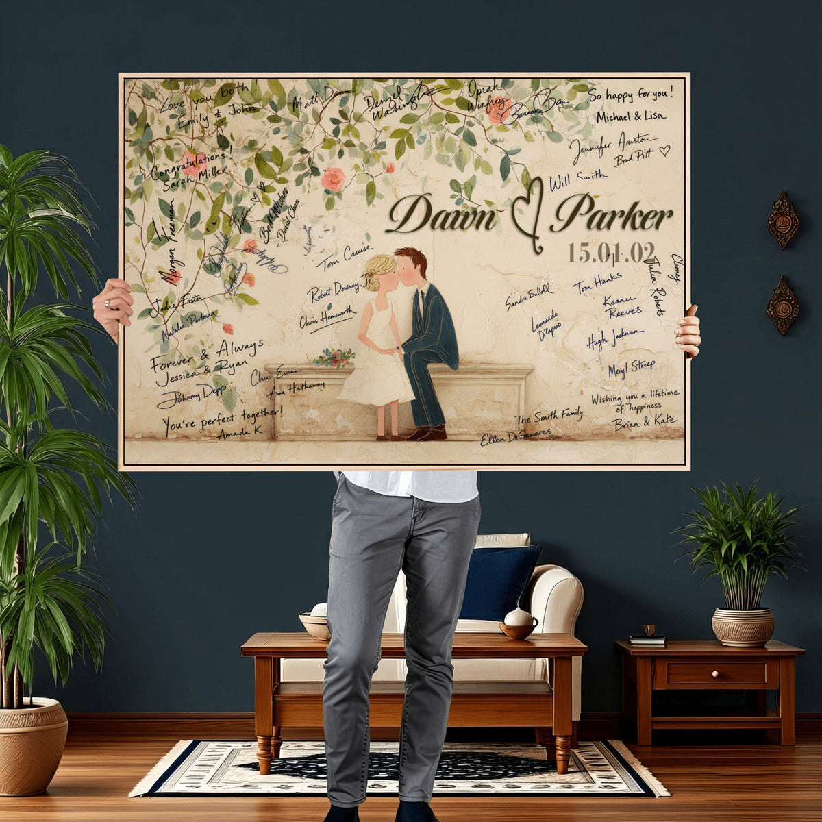 Wedding Guest Book Alternative Wall Art Canvas Print, Personalized, photo 5 of 25