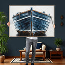 Blue Wooden Rowboat Canvas Wall Art, Coastal Nautical Boat Painting Print for Lake Beach House Decor, Minimalist Maritime Decor Artwork by MyGreatCanvas | Canvas Wall Art Prints | Photo Prints & Wall Decor