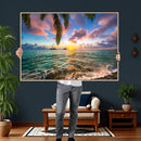 Hawaii Beach Sunset Canvas Wall Art Print, Tropical Ocean Landscape Artwork, Palm Tree Coastal Decor for Living Room Bedroom by MyGreatCanvas | Canvas Wall Art Prints | Photo Prints & Wall Decor