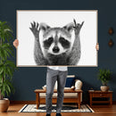 Funny Raccoon Canvas Wall Art, Black White Hands Up Animal Photo Print, Humorous Wildlife Decor, Kids Room Nursery Art, Quirky Animal Gift by MyGreatCanvas | Canvas Wall Art Prints | Photo Prints & Wall Decor