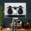 Funny Sheep Canvas Wall Art, Three Quirky Sheep Painting Print, Cute Animal Nursery Decor, Black White Navy Farmhouse Art, Kids Room Gift by MyGreatCanvas | Canvas Wall Art Prints | Photo Prints & Wall Decor