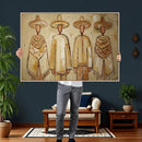 Mexican Folk Art Canvas Wall Art, Charro Poncho Sombrero Painting Print, Neutral Beige Boho Decor, Southwestern Impasto Style, Living Room Art by MyGreatCanvas | Canvas Wall Art Prints | Photo Prints & Wall Decor