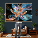 Fractal Lotus Canvas Wall Art, Blue Orange Glowing Flower Abstract Print, Modern Zen Meditation Room Decor, Ethereal Digital Art, Living Room by MyGreatCanvas | Canvas Wall Art Prints | Photo Prints & Wall Decor