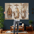 Mexican Folk Art Canvas Wall Art, Charro Poncho Sombrero Painting Print, Neutral Beige Boho Decor, Southwestern Impasto Style, Living Room Art by MyGreatCanvas | Canvas Wall Art Prints | Photo Prints & Wall Decor