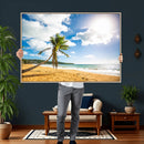 Tropical Beach Canvas Wall Art, Palm Tree Ocean Photo Print, Coastal Living Room Decor, Turquoise Sea Beach House Art, Summer Wall Art by MyGreatCanvas | Canvas Wall Art Prints | Photo Prints & Wall Decor
