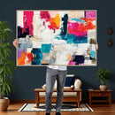 Blue Teal Abstract Canvas Wall Art, Modern Textured Painting Print, Navy Orange White Contemporary Art, Neutral Living Room Decor, Office Art by MyGreatCanvas | Canvas Wall Art Prints | Photo Prints & Wall Decor