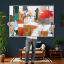 Blue Teal Abstract Canvas Wall Art, Modern Textured Painting Print, Navy Orange White Contemporary Art, Neutral Living Room Decor, Office Art by MyGreatCanvas | Canvas Wall Art Prints | Photo Prints & Wall Decor