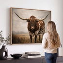Texas Longhorn Wall Art Canvas Print – Brown Horned Bull