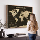 Personalized Push Pin World Map Canvas Print – Custom Travel