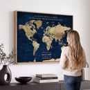 Custom Push Pin World Map Wall Art Canvas Print –