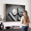 Vintage Baseball Glove and Bat Sports Wall Art Canvas,