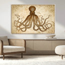 Sepia Octopus Wall Art Abstract Animal Canvas Print