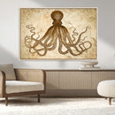 Sepia Octopus Wall Art Abstract Animal Canvas Print