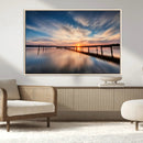 Wooden Pier on Seascape and Sunset Wall Art Canvas Print by MyGreatCanvas | Canvas Wall Art Prints | Photo Prints & Wall Decor