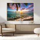 Framed Tropical Sunset Art Canvas Print