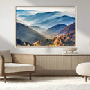 Misty Mountain Sunrise Triptych Canvas Print – Autumn