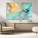 Abstract Aqua and Gold Fluid Wall Art Canvas | 3 Panel Large by MyGreatCanvas | Canvas Wall Art Prints | Photo Prints & Wall Decor