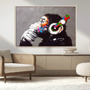 Dj Monkey Listening to Music Wall Art Print | Banksy Monkey by MyGreatCanvas | Canvas Wall Art Prints | Photo Prints & Wall Decor