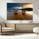 Serene Lake Pier at Sunset Canvas Print | Landscape Canvas