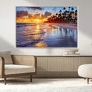 Serene Beach Sunset Wall Art Canvas- Coastal Seascape Print