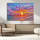 Vibrant Sunset Beach Wall Art - Ocean Sunset Canvas Print |