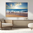 Serene Ocean Sunset Canvas Wall Art - Beach Waves at Sunset,