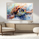 Watercolor Sea Turtle Wall Art Canvas Print - Vibrant Ocean