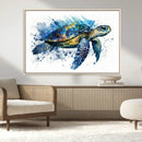 Turtle Wall Art Canvas Print, Framed Watercolor Turtle Art