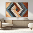 Geometric Wood Art Wall Decor Canvas Print, Rustic Wooden