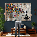 Banksy Wall Art - Banksy Girl and Butterfly Explosion Wall