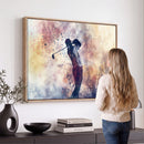 Abstract Watercolor Golf Player Wall Art Canvas Print