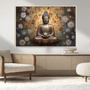 Golden Buddha Wall Art Canvas Print | Zen Meditation Floral
