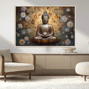 Golden Buddha Wall Art Canvas Print | Zen Meditation Floral