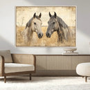 Chines Ink Style Grunge Horses Wall Art Canvas Print