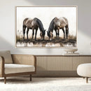 Chines Ink Style Horses Wall Art Canvas Print