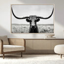 Longhorn Bull Canvas Print | Rustic Farmhouse Wall Art |
