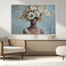 Golden Petal Wall Art - Petal Silhouette Woman Wall Art by MyGreatCanvas | Canvas Wall Art Prints | Photo Prints & Wall Decor
