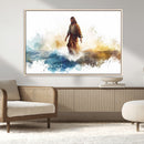 Watercolor Jesus Walking Wall Art Print, Jesus Water Canvas