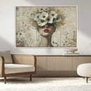 Abstract Floral Women Patel Wall Art Canvas Print