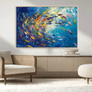 Colorful Swirling Fish School Wall Art Canvas Print |