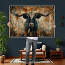 Longhorn Wall Art – Rustic Western Bull Canvas Print, Modern