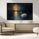 Abstract Swan on Water Wall Art Canvas Print - Elegant