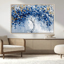 Blue and Gold Abstract Tree Wall Art Canvas Print | Modern